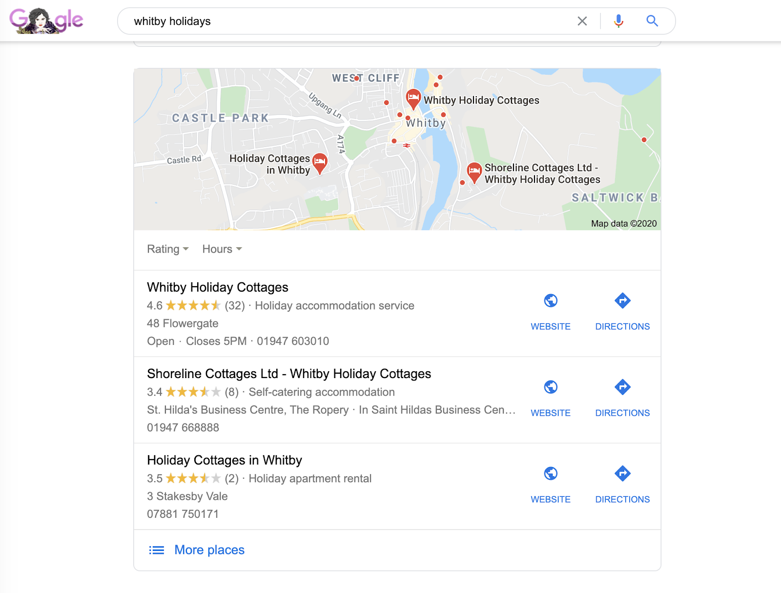Google map whitby holidays